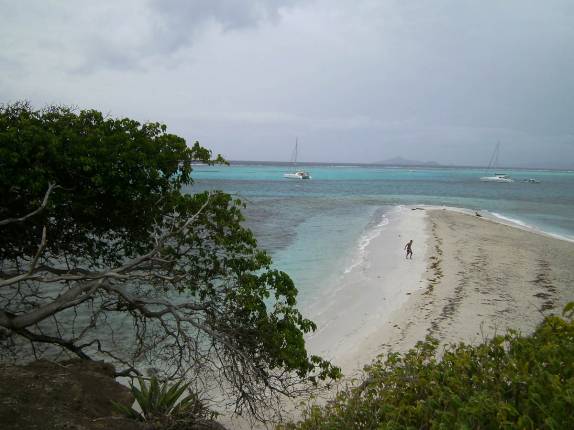 Caminhando em praia de Tobago Cays, no sul de São Vicente e Granadinas, no Caribe